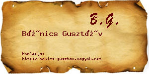 Bénics Gusztáv névjegykártya